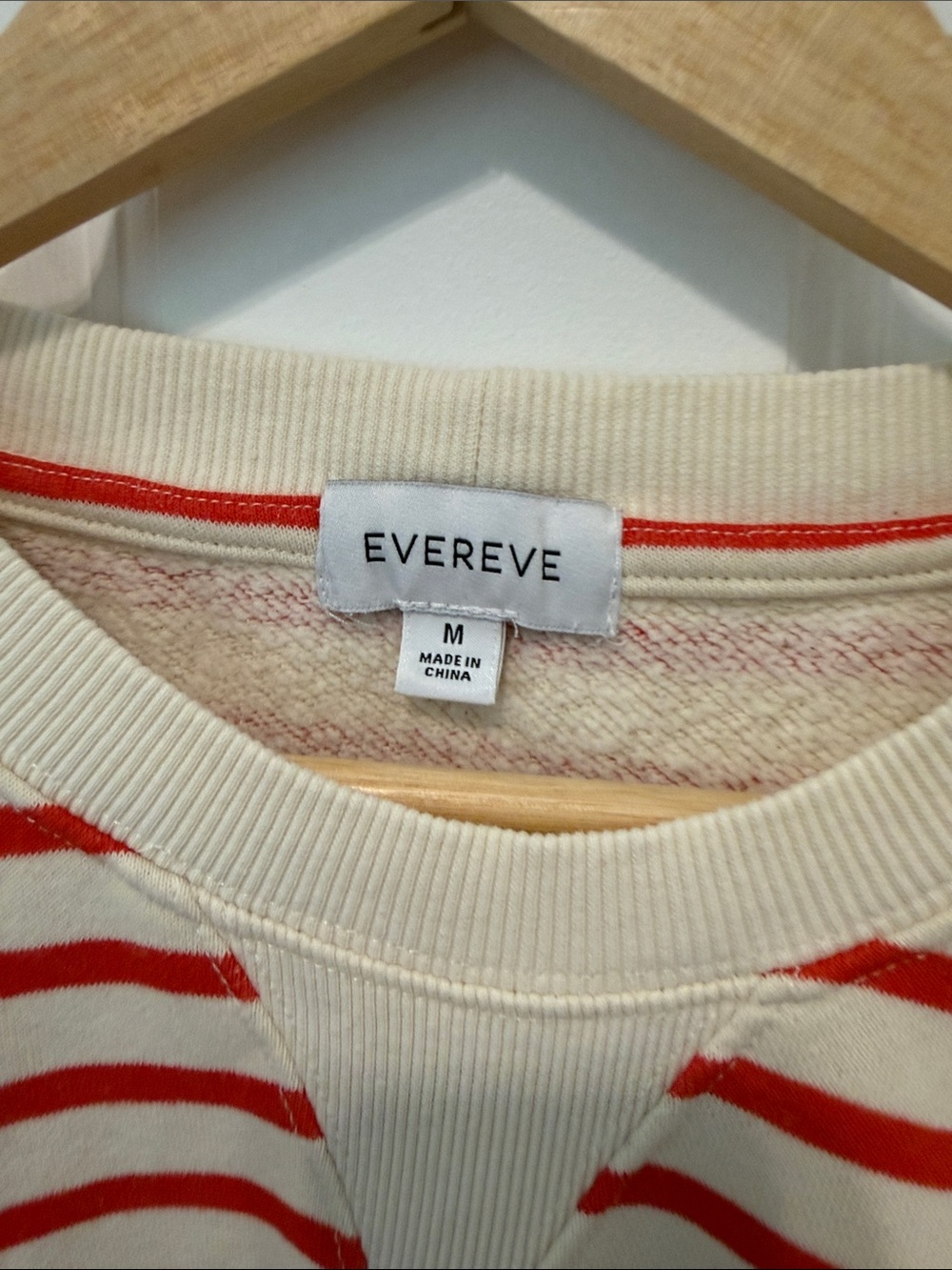 Evereve Red and Cream Striped Crewneck Sweatshirt - Picture 2 of 3